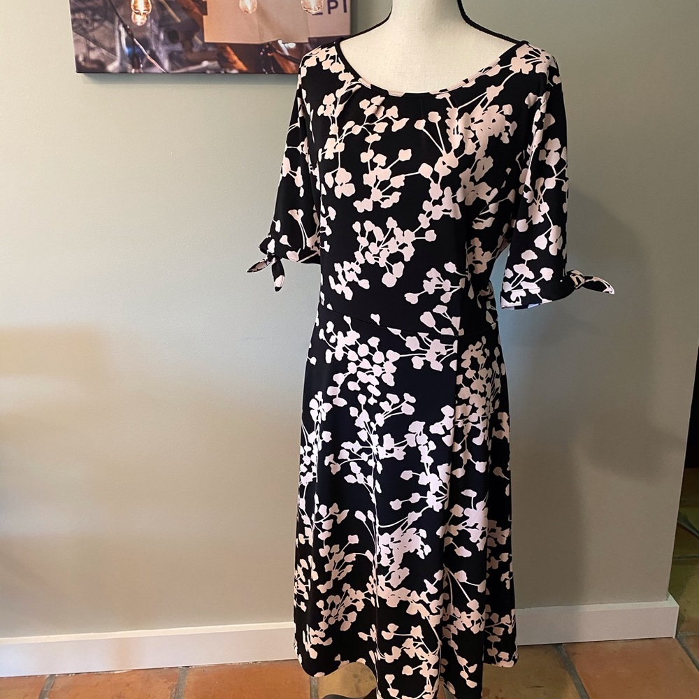 Talbots Black and Blush Floral Dress - EUC